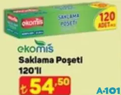 EKOMİS SAKLAMA POŞETİ 120'Lİ EKOMİS SAKLAMA POŞETİ 120'Lİ